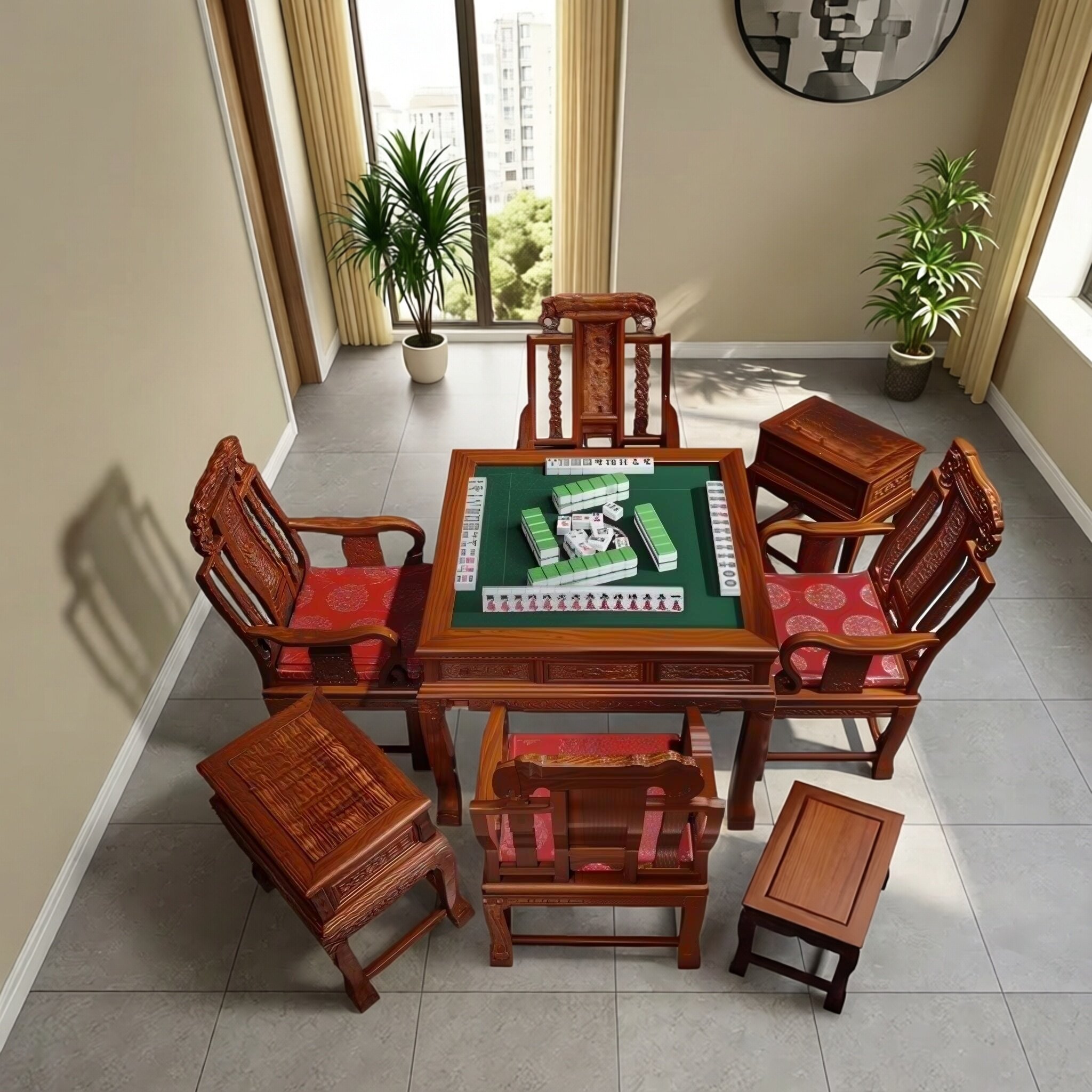 红木麻将桌全自动麻将机家用餐桌两用中式电动实木高档餐麻一体机