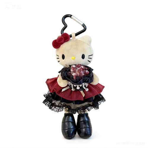 手捧花长腿kitty挂件黑皮凯蒂猫