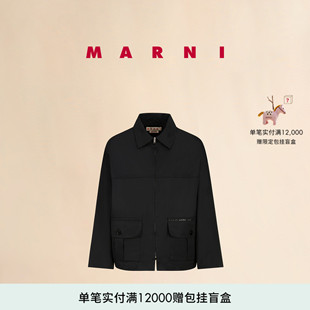 MARNI 男士 纯色缝线LOGO翻领夹克外套 12期免息