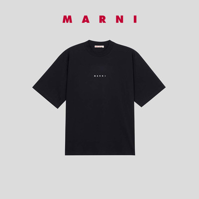 【情人节礼物】MARNI 2024春夏新品男士字母LOGO圆领短袖T恤