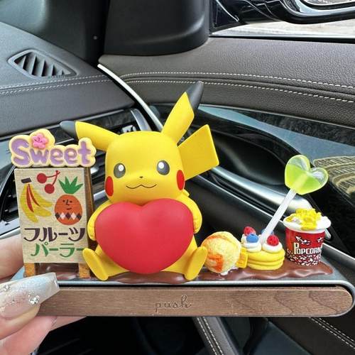 宝可梦皮卡丘汽车载装饰公仔摆件临时停车挪移车手机电话号码牌