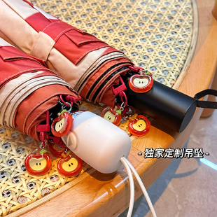 草莓小猫女晴雨两用高颜值可爱ins学生折叠全自动太阳伞新款雨伞