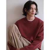 复古圆领毛衣冬季 可乐生活CARPEM 100%羊毛新年款 保暖针织上衣