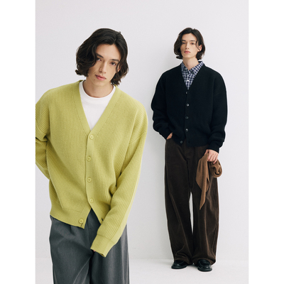 可乐生活CARPEM100%羊毛秋冬日系宽松针织慵懒风开衫毛衣外套男女