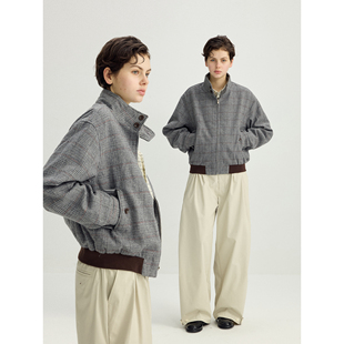 可乐生活CARPEM 30%羊毛 简约短款千鸟格外套