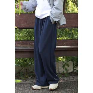 可乐生活自制春夏日系慵懒垂感宽松BF针织抽绳长裤 男女 运动风卫裤