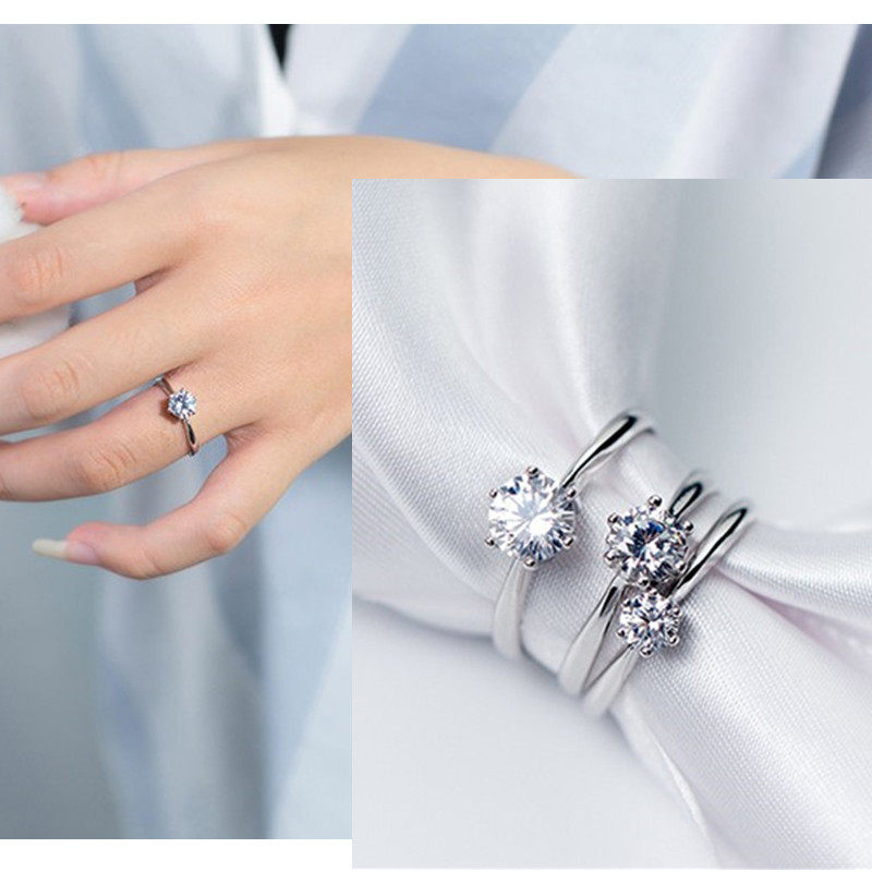 s925 Diamond ring simulation Diamonds Ring Six claw zircon Set lovers Opening adjust Ringin the Accessories/Fashion Jewelry, Ring/Ring  category - from Buy2taobao.com to provide professional Taobao agent buy service