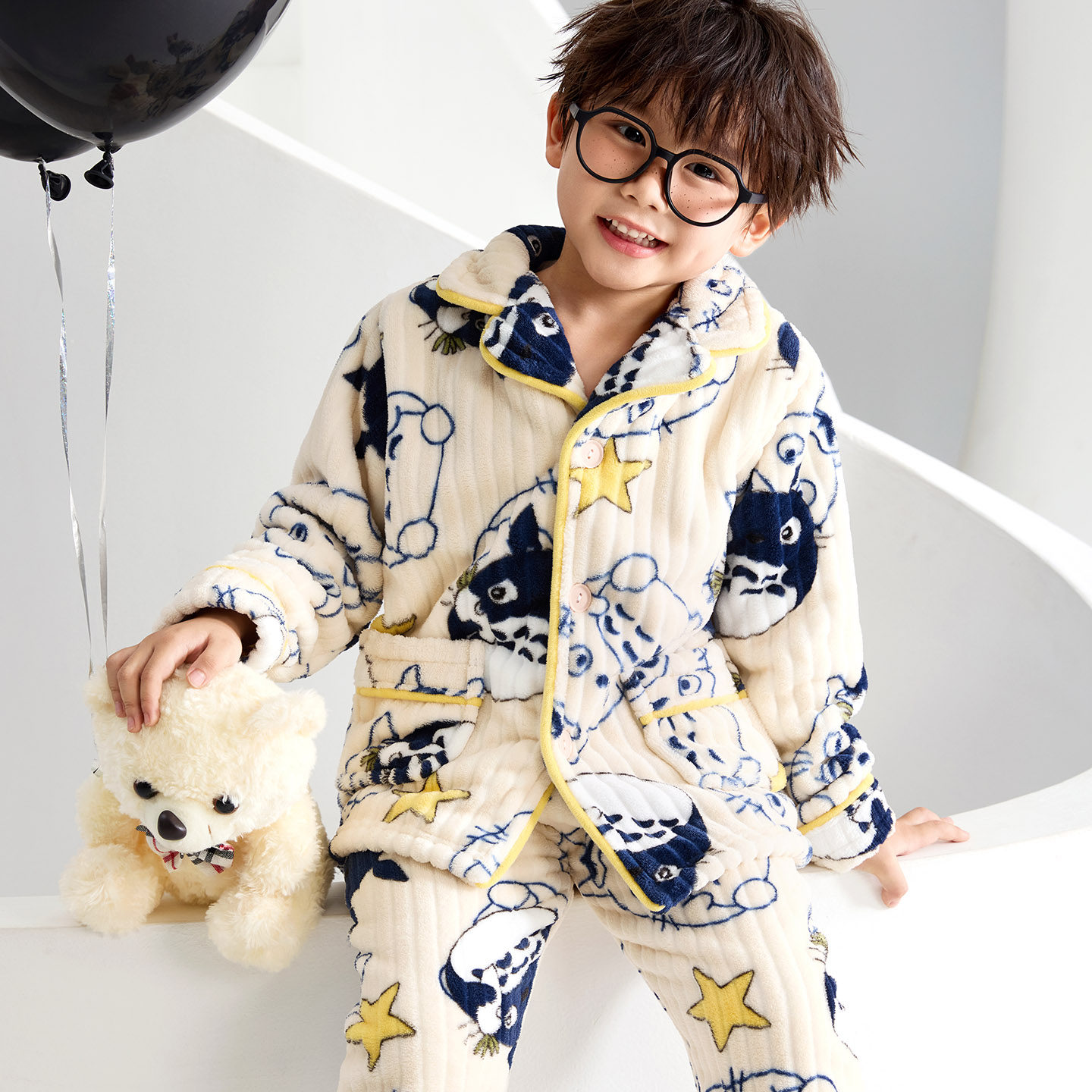 男童法兰绒睡衣/秋季加厚