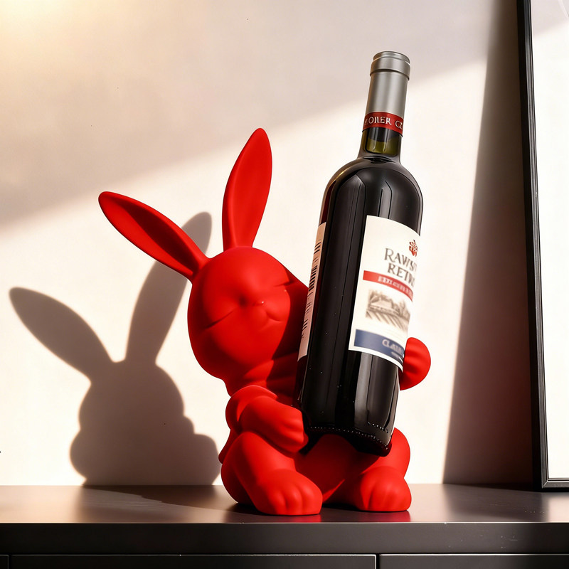 轻奢兔子红酒架摆件客厅高档玻璃酒柜家居装饰品酒托轻奢软装摆设,家居饰品,装饰摆件,淘宝优惠券,粉丝福利购,淘宝优惠卷