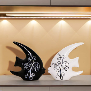陶瓷创意轻奢客厅鱼摆件