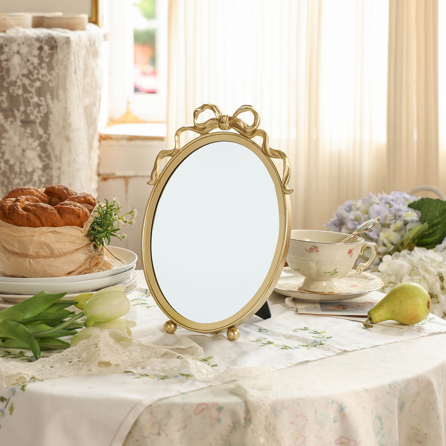 你可居法式梳妆台镜子化妆镜台式桌面复古做旧民宿椭圆卧室,住宅家具,化妆镜,淘宝优惠券,粉丝福利购,淘宝优惠卷
