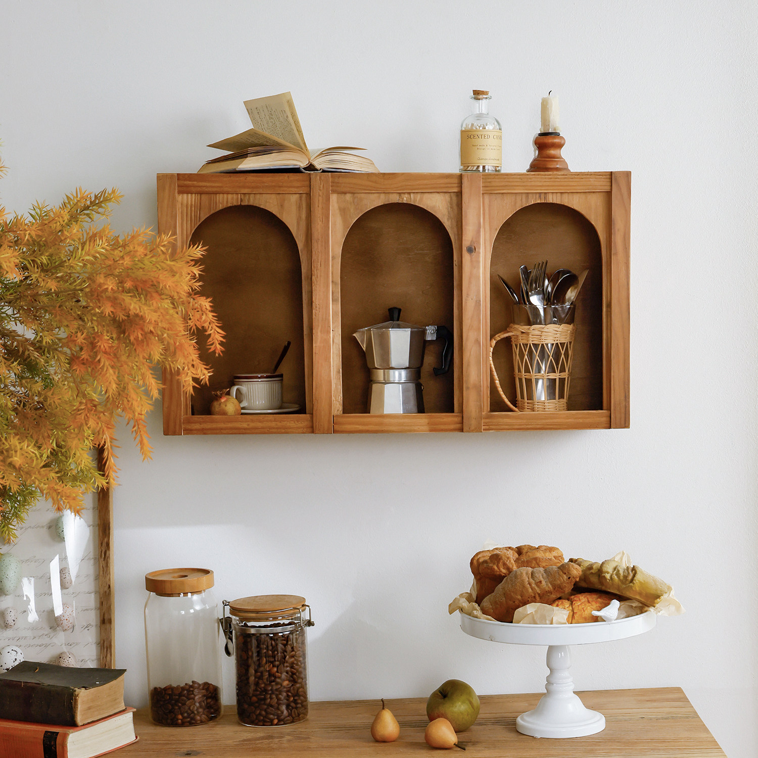 你可居复古分隔层架置物架厨房墙上杯子多格隔断收纳架展示架新款