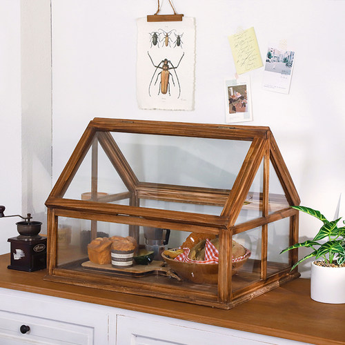 美式复古玻璃展示柜台面实木