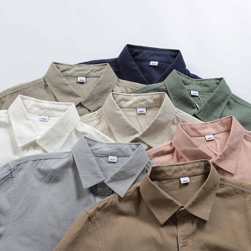 尖领长袖韩版棉质衬衫