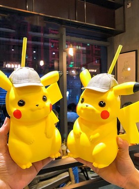 正版授权大侦探皮卡丘杯子网红礼物盒超萌可爱卡通少女学生水杯