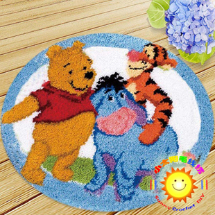 bb段段绣/毛线绣/地毯/绒绣/钩针绣 挂画坐垫 维尼与朋友们