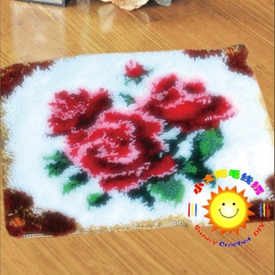 cc段段绣/毛线绣/地毯绣/绒绣/钩针绣挂毯挂画坐垫 茶花（2件包邮