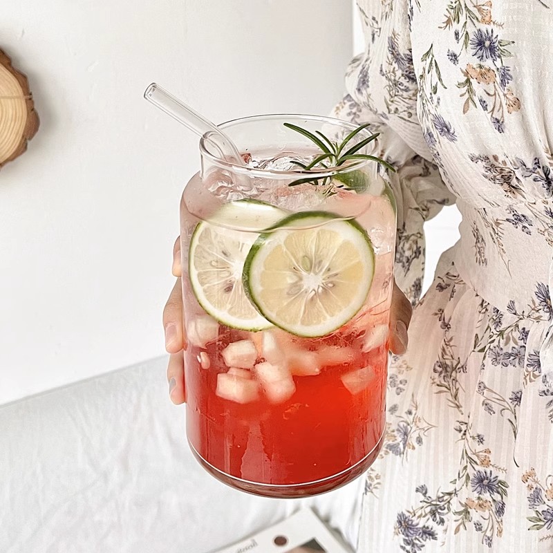 晶艺玻璃商用透明否带盖水果茶杯