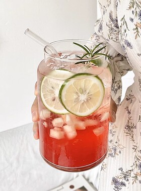 1000毫升大容量果茶玻璃杯ins风冷泡饮品果汁吸管杯家用喝水杯子