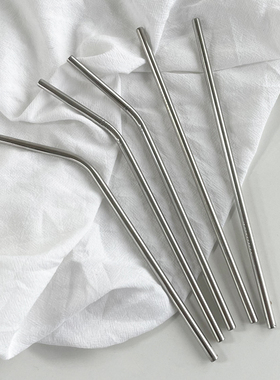 304不锈钢金属吸管咖啡厅非一次性环保饮管搅拌牛奶饮料弯头直管