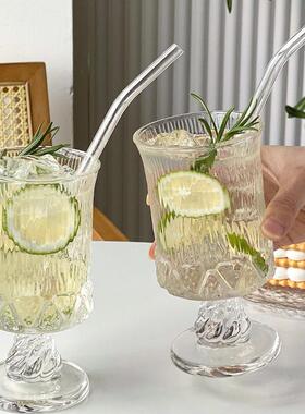 轻奢设计欧式宫廷果汁杯北欧风创意玻璃杯牛奶杯咖啡杯冷饮果汁杯