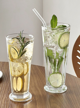 ins风网红餐厅八角杯 玻璃水果茶杯鸡尾酒杯冷饮料杯气泡水果汁杯