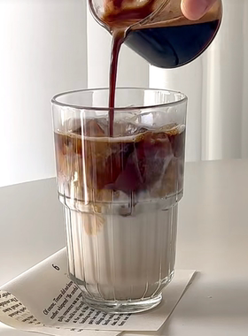 咖啡厅美式冰拿铁咖啡杯澳白杯牛奶杯可叠放水杯玻璃杯柠檬水杯子