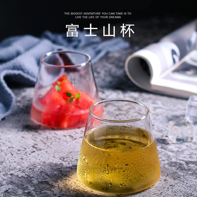 耐热富士山水杯子早餐杯微波炉