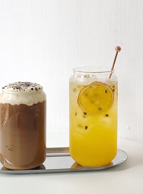 ins网红玻璃杯高颜值易拉罐可乐杯冷饮杯 沙冰杯饮品杯气泡水杯子