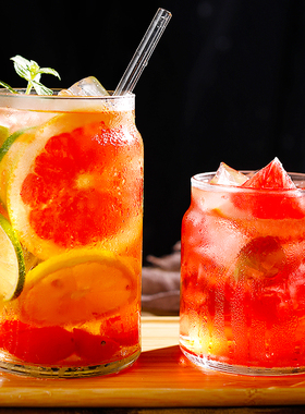 网红餐厅水果茶杯子ins大容量饮料果汁杯可乐杯沙冰饮料杯饮品杯