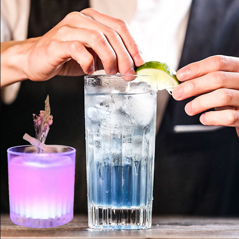 晶质厚实玻璃条纹直身杯竖条鸡尾