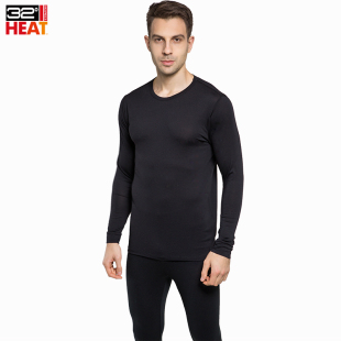 美国32度Heat保暖内衣上衣超薄发热超薄男士 恒温白色黑色秋衣秋裤
