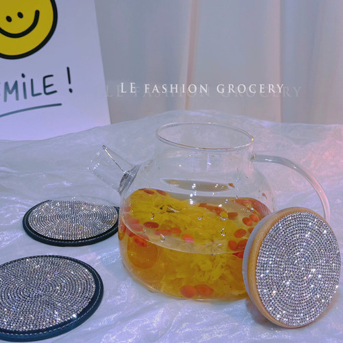 手工贴钻高硼硅壶玻璃家用煮茶壶加厚扎壶新中式简约风透明花茶壶