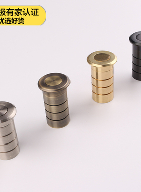 全铜插销防尘器黑色地插销子母门双开门盖加厚暗插销防尘器防沙筒