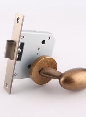 依佰利仿古铜通道锁复古卧室内过道锁简约黑色北欧门锁内外无钥匙