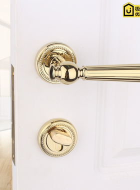 依佰利美式金色隐形门锁单面锁轻奢PVD亮金法式把手背景墙暗门锁