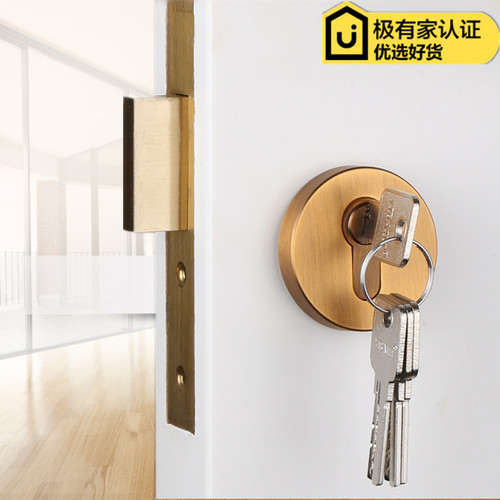 依佰利黄古铜单舌无把手辅助锁