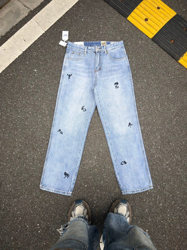 GALLERY DEPT经典款刺绣做旧洗水牛仔裤男潮牌宽松直筒vibe风长裤