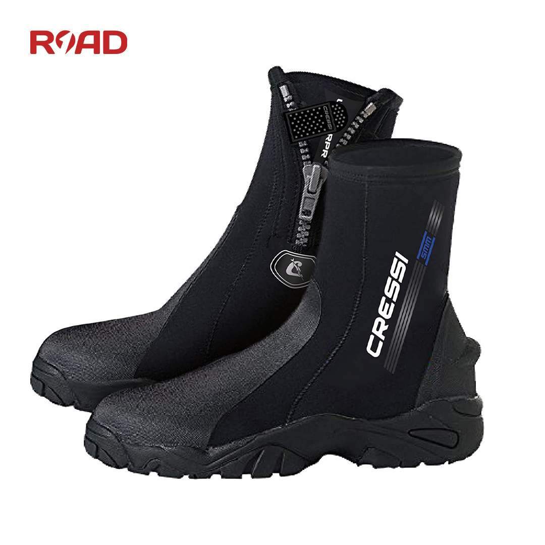 CRESSI拉链潜水靴硬底高帮5mm