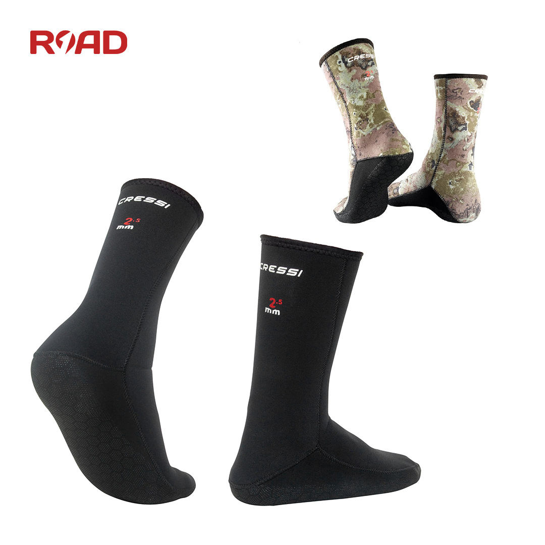 Cressi Orata 潜水袜氯丁橡胶沙滩防滑底2.5mm长筒高弹薄浮潜袜子