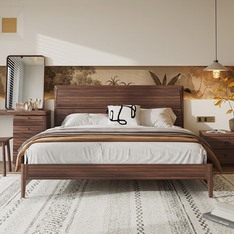 天坛实木家具乌金木高箱床