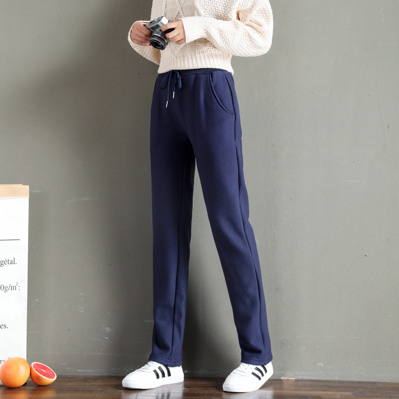 2020新款运动裤女裤子秋冬季加厚显瘦百搭直筒休闲裤加绒外穿卫裤