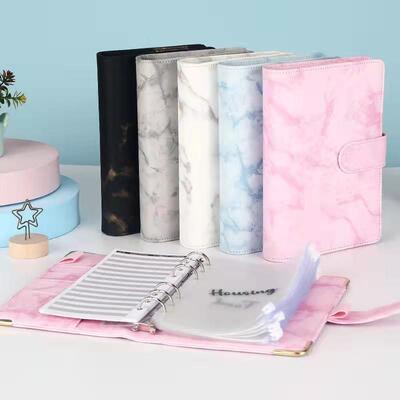 A5 A6 Marble Pink PU Binder Notebook DIY Binder Notebook Cov