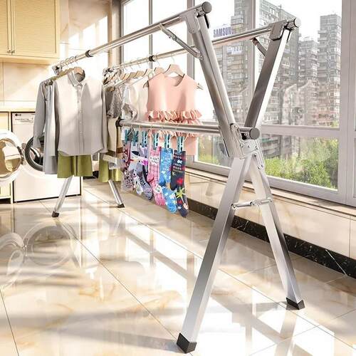 Folding stainless steel drying rack retractable floor hanger