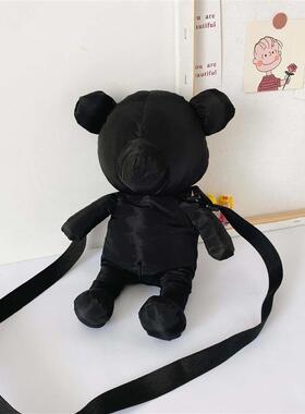 Ins Antique Black Bear Doll Crossbody Bag tendy Cool Cartoon
