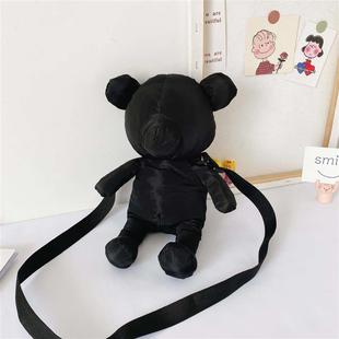 Ins Antique Black Bear Doll Crossbody Bag tendy Cool Cartoon