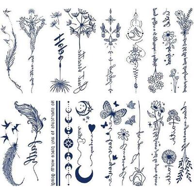 8PCS Temporary Tatoo Sticker Kit Cat Wild Flower Tattoo