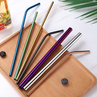 Titanium coated colored beverage milk tea straw metal straw