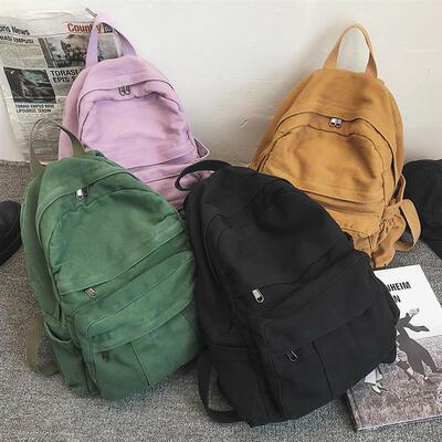 acity Solid Color Womens Backpack Student Zipper School Bag