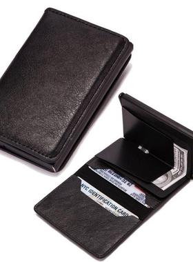Automatic Card Holder Vintage PU Leather Mini Wallet Busines